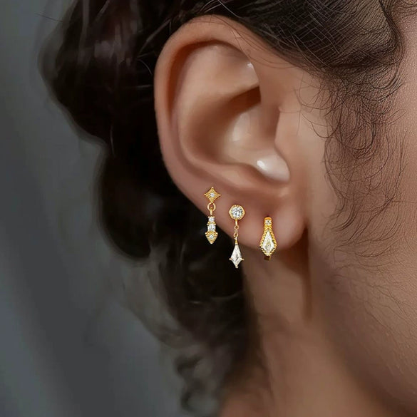 Titanium Alloy Geometric Style Electroplated Unisex Fashion Opal Lip Earrings