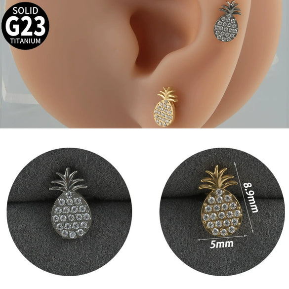 Titanium Alloy Geometric Tshaped Inlaid Zircon Lip Nail And Ear Bone Nail Puncture Jewelry With Electroplating