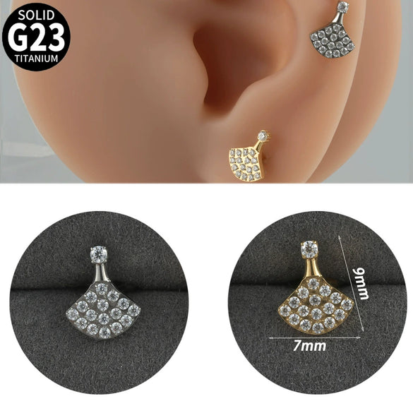 Titanium Alloy Geometric Tshaped Inlaid Zircon Lip Nail And Ear Bone Nail Puncture Jewelry With Electroplating