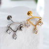Titanium Alloy Heart Shape Inlaid Zircon Electroplated Women's Cartilage Piercing Earrings