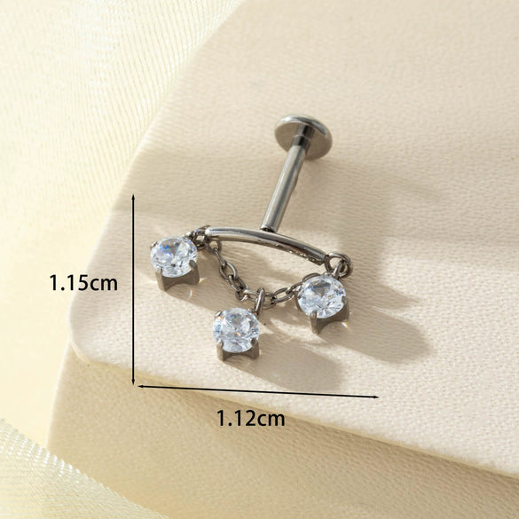 Titanium Alloy Heart Shape Inlaid Zircon Electroplated Women's Cartilage Piercing Earrings