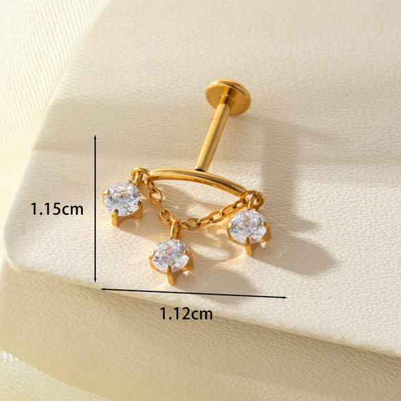 Titanium Alloy Heart Shape Inlaid Zircon Electroplated Women's Cartilage Piercing Earrings