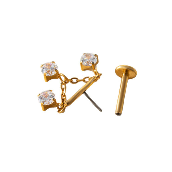 Titanium Alloy Heart Shape Inlaid Zircon Electroplated Women's Cartilage Piercing Earrings