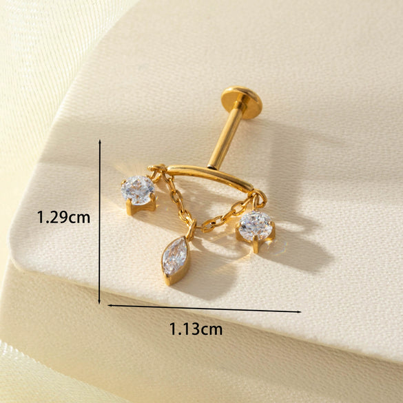 Titanium Alloy Heart Shape Inlaid Zircon Electroplated Women's Cartilage Piercing Earrings