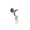 Titanium Alloy Heartshaped Lip Piercing Decoration With Moon Chain And Zirconium Plating Fashion Style