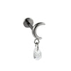 Titanium Alloy Heartshaped Lip Piercing Decoration With Moon Chain And Zirconium Plating Fashion Style
