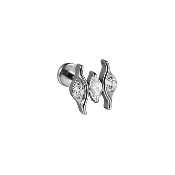 Titanium Alloy Heartshaped Lip Piercing Decoration With Moon Chain And Zirconium Plating Fashion Style