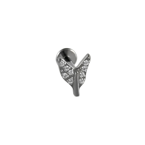 Titanium Alloy Heartshaped Lip Piercing Decoration With Moon Chain And Zirconium Plating Fashion Style