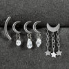 Titanium Alloy Heartshaped Lip Piercing Decoration With Moon Chain And Zirconium Plating Fashion Style