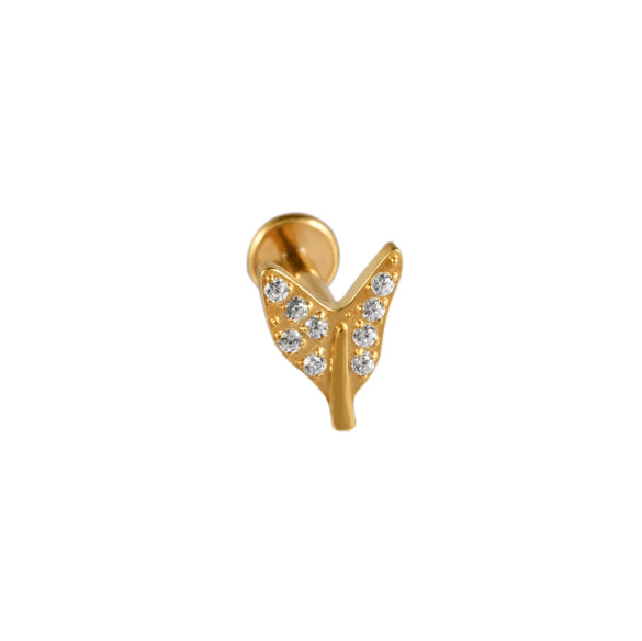 Titanium Alloy Heartshaped Lip Piercing Decoration With Moon Chain And Zirconium Plating Fashion Style