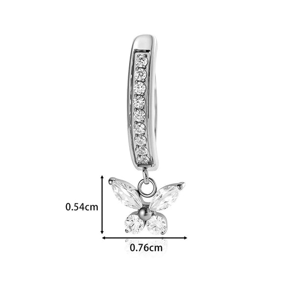 Titanium Alloy Inlaid Zircon Insect Shaped Butterfly Pendant Abdominal Piercing Jewelry For Women