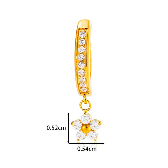 Titanium Alloy Inlaid Zircon Small Flower Pendant Abdominal Piercing Jewelry For Women