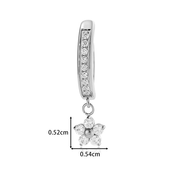 Titanium Alloy Inlaid Zircon Small Flower Pendant Abdominal Piercing Jewelry For Women