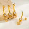 Titanium Alloy Inlaid Zirconium Flower Butterfly Pendant Navel Nail Women's Abdominal Piercing Jewelry