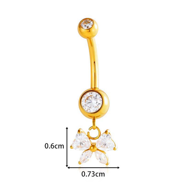 Titanium Alloy Inlaid Zirconium Flower Butterfly Pendant Navel Nail Women's Abdominal Piercing Jewelry