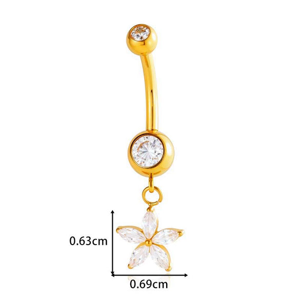 Titanium Alloy Inlaid Zirconium Flower Butterfly Pendant Navel Nail Women's Abdominal Piercing Jewelry
