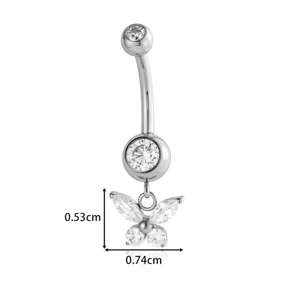Titanium Alloy Inlaid Zirconium Flower Butterfly Pendant Navel Nail Women's Abdominal Piercing Jewelry