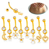 Titanium Alloy Inlaid Zirconium Flower Butterfly Pendant Navel Nail Women's Abdominal Piercing Jewelry