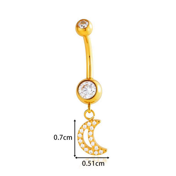 Titanium Alloy Inlaid Zirconium Flower Butterfly Pendant Navel Nail Women's Abdominal Piercing Jewelry