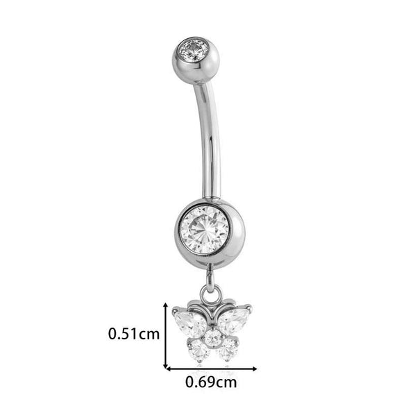 Titanium Alloy Inlaid Zirconium Flower Butterfly Pendant Navel Nail Women's Abdominal Piercing Jewelry