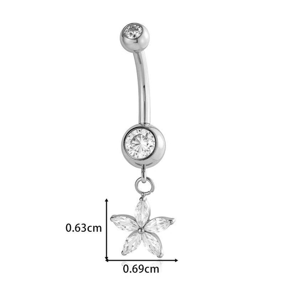 Titanium Alloy Inlaid Zirconium Flower Butterfly Pendant Navel Nail Women's Abdominal Piercing Jewelry