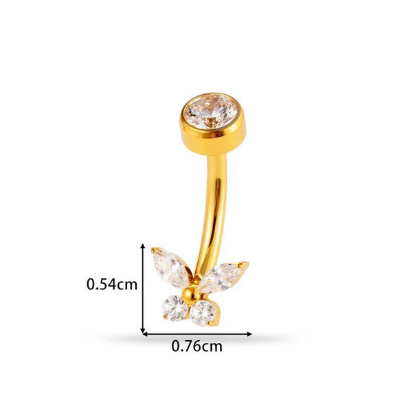 Titanium Alloy Inlaid Zirconium Flower Navel Nail Women's Fashion Abdominal Piercing Jewelry