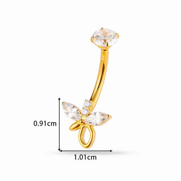 Titanium Alloy Inlaid Zirconium Flower Navel Nail Women's Fashion Abdominal Piercing Jewelry