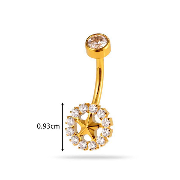 Titanium Alloy Inlaid Zirconium Flower Navel Nail Women's Fashion Abdominal Piercing Jewelry