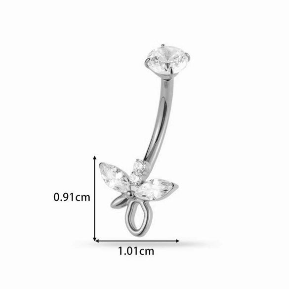 Titanium Alloy Inlaid Zirconium Flower Navel Nail Women's Fashion Abdominal Piercing Jewelry