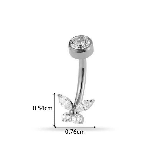 Titanium Alloy Inlaid Zirconium Flower Navel Nail Women's Fashion Abdominal Piercing Jewelry