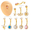 Titanium Alloy Inlaid Zirconium Flower Navel Nail Women's Fashion Abdominal Piercing Jewelry