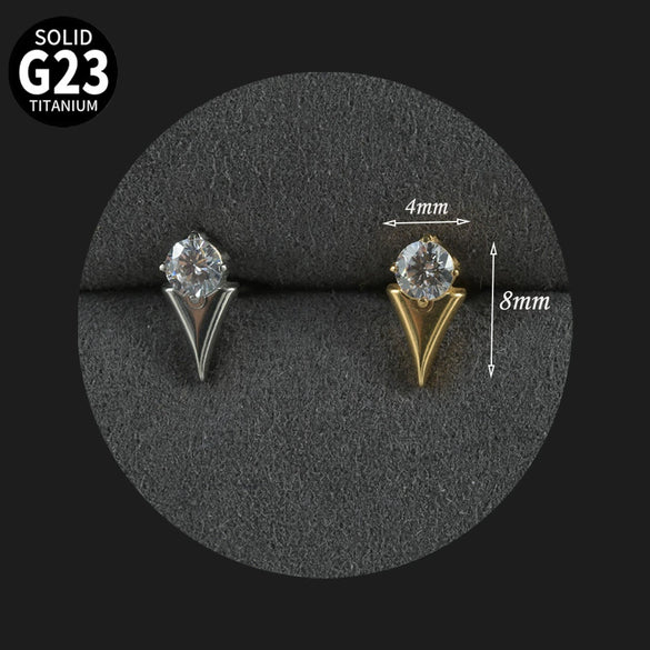 Titanium Alloy Inner Tooth Lip Nail Sunflower Deer Horn Zircon Lip Ring Tshaped Flat Bottom Ear Bone Nail Jewelry Electroplated