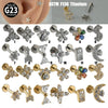Titanium Alloy Lip Ring And Piercing Earrings With Flower Cross Arrow Pattern And Electroplating Treatment
