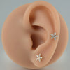 Titanium Alloy Lip Ring And Piercing Earrings With Flower Cross Arrow Pattern And Electroplating Treatment