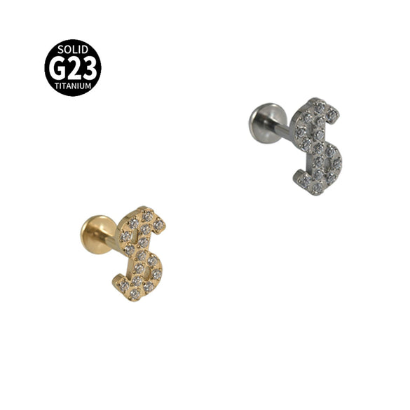 Titanium Alloy Lip Ring And Piercing Earrings With Flower Cross Arrow Pattern And Electroplating Treatment