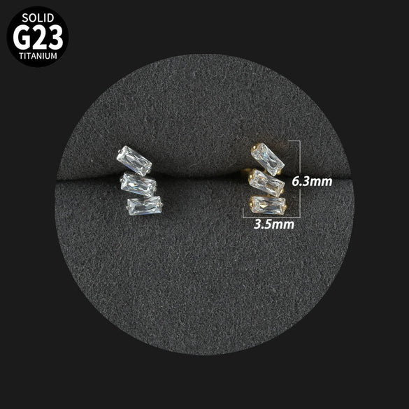 Titanium Alloy Love Water Drop Puncture Earrings With Heart Shape And Inlaid Zircon Electroplated