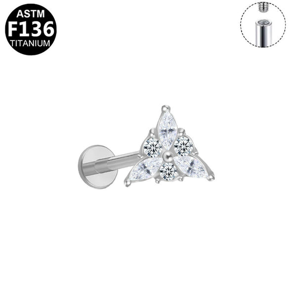 Titanium Alloy Opal Geometric Unisex Electroplated Cartilage Earrings And Lip Nails