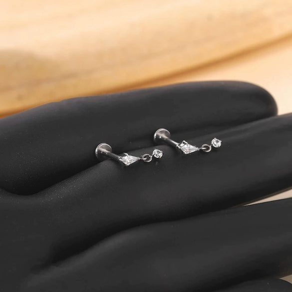 Titanium Alloy Piercing Earrings With Heart Bow And Star Shapes Electroplated Design Versatile Style