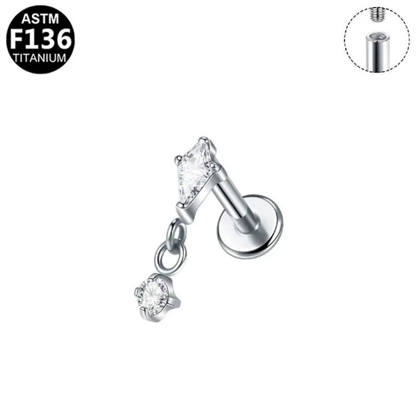 Titanium Alloy Piercing Earrings With Heart Bow And Star Shapes Electroplated Design Versatile Style
