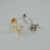 Titanium Alloy Piercing Earrings With Water Drop Rhombus Heart Crown Shape Inlaid Zircon And Electroplating Treatment