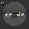 Titanium Alloy Piercing Earrings With Water Drop Rhombus Heart Crown Shape Inlaid Zircon And Electroplating Treatment