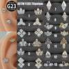 Titanium Alloy Piercing Earrings With Water Drop Rhombus Heart Crown Shape Inlaid Zircon And Electroplating Treatment