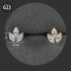 Titanium Alloy Piercing Earrings With Water Drop Rhombus Heart Crown Shape Inlaid Zircon And Electroplating Treatment