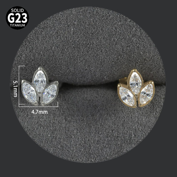 Titanium Alloy Piercing Earrings With Water Drop Rhombus Heart Crown Shape Inlaid Zircon And Electroplating Treatment