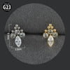Titanium Alloy Piercing Earrings With Water Drop Rhombus Heart Crown Shape Inlaid Zircon And Electroplating Treatment