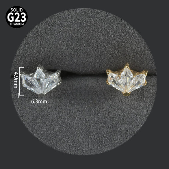 Titanium Alloy Piercing Earrings With Water Drop Rhombus Heart Crown Shape Inlaid Zircon And Electroplating Treatment