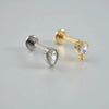 Titanium Alloy Piercing Earrings With Water Drop Rhombus Heart Crown Shape Inlaid Zircon And Electroplating Treatment