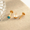 Titanium Alloy Piercing Jewelry Geometric Style Electroplated With Blue Zircon For Unisex
