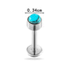 Titanium Alloy Piercing Jewelry Geometric Style Electroplated With Blue Zircon For Unisex