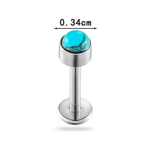 Titanium Alloy Piercing Jewelry Geometric Style Electroplated With Blue Zircon For Unisex